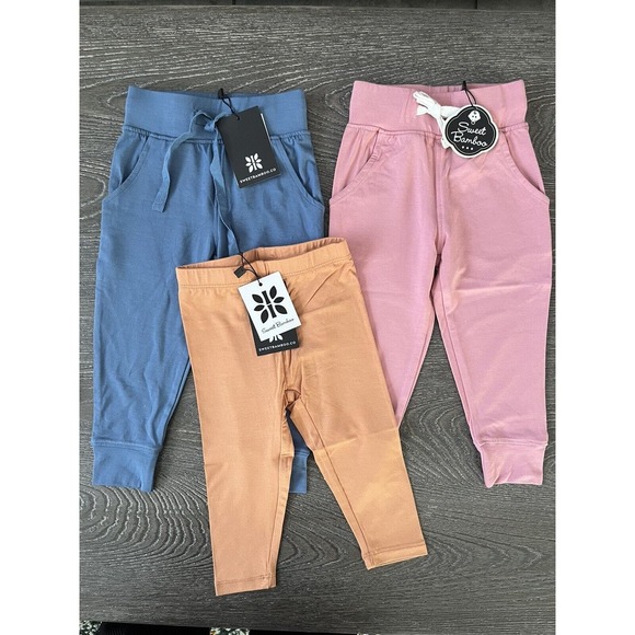 NWT!! LOT Of 3 Pieces Of Sweet Bamboo Slacker Pocket Pants and Legging Sz 3-6M